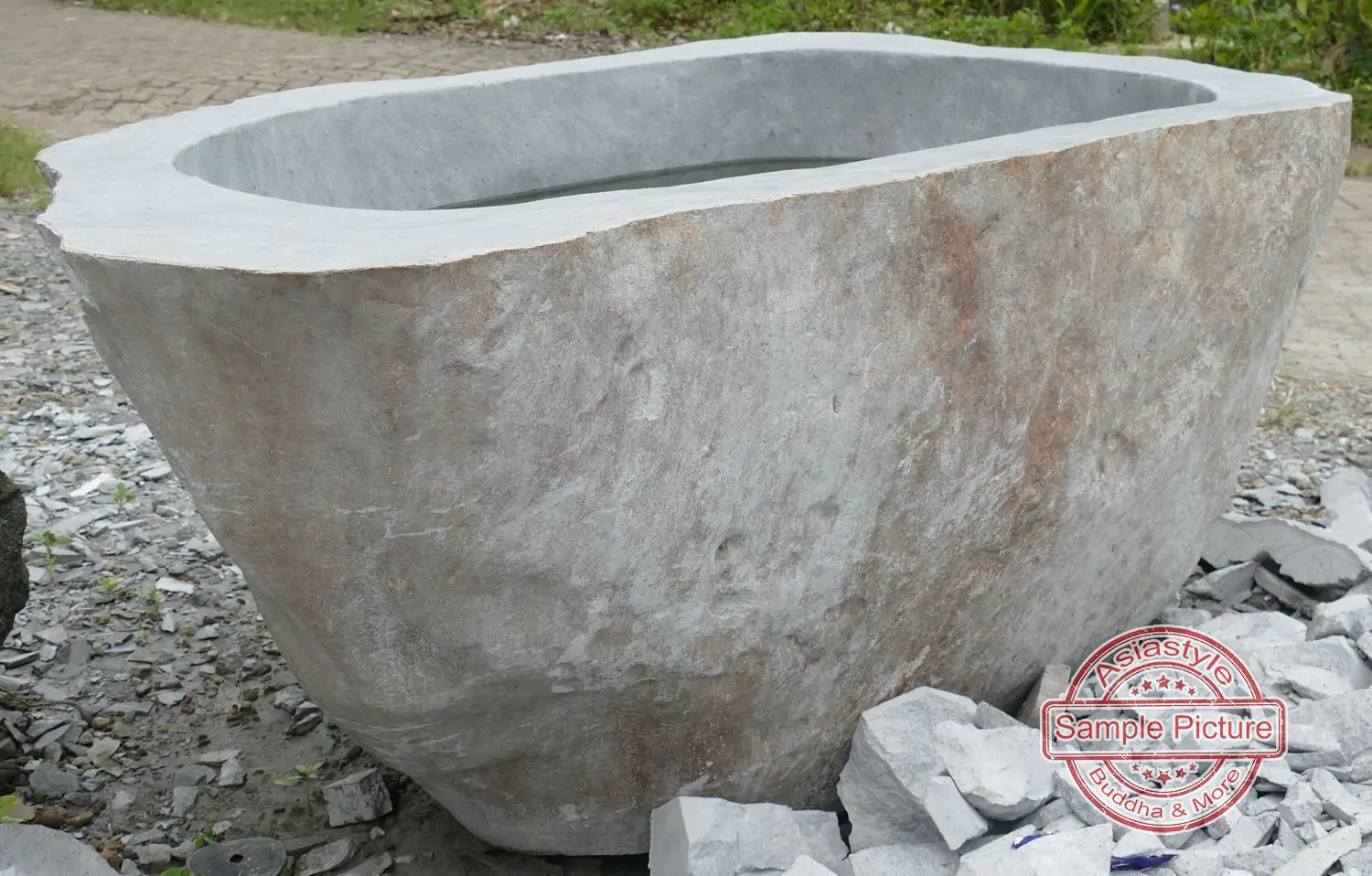 Product image 3 of the product “Riverstone basin, natural surface, polished inside. Dia approx 121-130cm Height 51-60cm ”